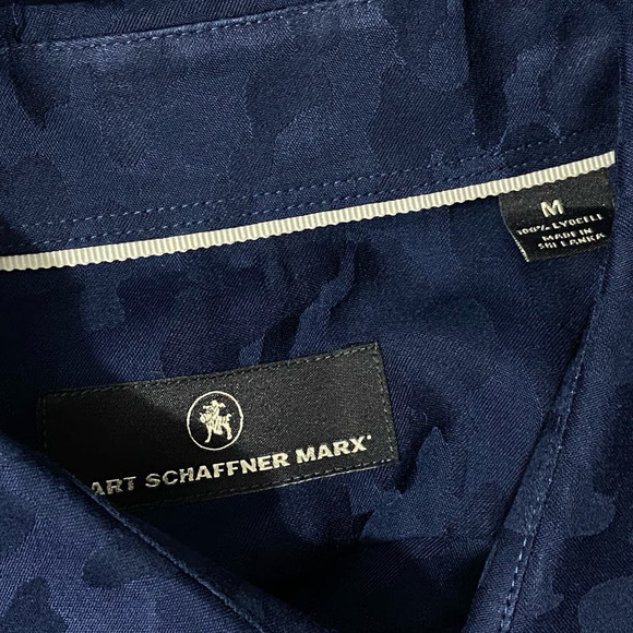 Hart Schaffner Marx Dress Shirt Blue Non-Iron MSRP $100 Medium - Picture 3 of 12